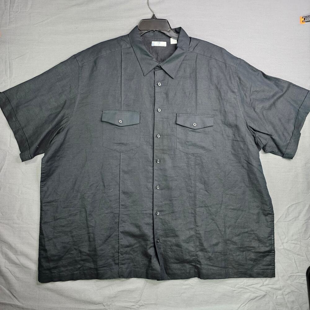 Cafe Luna Men's Short Sleeve Button Down Shirt Solid Black Size 3XL